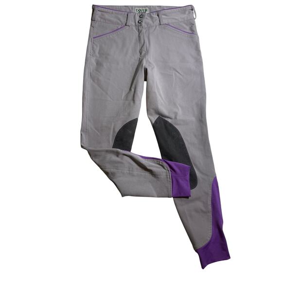 DOVER SADDLERY Ladie's Wellesley Piped Knee Patch Breech Purple and Gray Size 26 - Picture 1 of 12